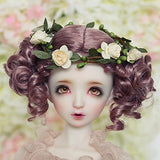 (15-16CM) BJD Doll Hair Wig Brown + White Fluffy Curl Hair 1/6 YOSD DZ DOD LUTS / FBE159