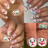 ZJHGDR 6Sheets Funny Nail Art Stickers Decals, Cartoon Clown Nail Decals 3D Self Adhesive Nail Art Supplies Scary Smiling Face Flame Nail Designs Masquerade Nail Art Decorations for Women Girls