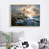 HaiMay 2 Pack DIY 5D Diamond Painting Kits Full Drill Painting Coastal Diamond Pictures Arts Craft for Wall Decoration, Lighthouse Diamond Painting Style (Canvas 12×16 inches)