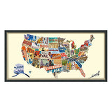 Empire Art Direct American Map Dimensional Collage Handmade by Alex Zeng Framed Graphic Contemporary Wall Art, 25" x 48" x 1.4", Ready to Hang, Across America