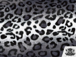 Velboa Faux / Fake Fur Leopard GRAY WHITE Fabric By the Yard