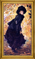 Art Oyster James Tissot October - 15.05" x 30.05" Premium Canvas Print with Gold Frame