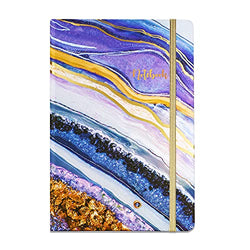 Journal/Ruled Notebook - Ruled Journal with Premium Thick Paper, 5.8" x 8.5", Hardcover with Back Pocket + Banded - Purple Gilding
