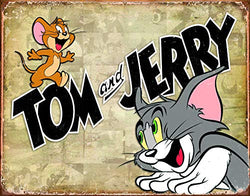 Desperate Enterprises Tom & Jerry Retro Panels Tin Sign, 16" W x 12.5" H