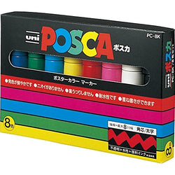 Uni POSCA Paint Marker Pen - Bold Point - Non Alcohol - Odorless Water Resistant Pen Maker - Set of 8 (PC-8K8C) with Original Vinyl Pen case