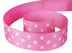 HipGirl 5yd 1.5" Patriotic Star School Cheer Leader Grosgrain Ribbon--Hot Pink/White. For High