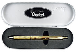 Pentel EnerGel Alloy RT Retractable Liquid Roller Gel Pen - Metal Barrel 0.7mm - Gold Body (Black