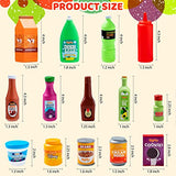 JOYIN 30Pcs Play Food Grocery Cans, Pretend Play Kitchen Accessories, Includes Drink, Juice, Jar, Seasoning, Water Bottle, Sauce, Yogurt, Ice Cream, Snack Box, Kids Gifts & Indoor Toys