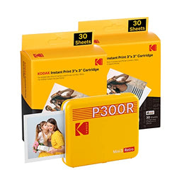 KODAK Mini 3 Retro 4PASS Portable Photo Printer (3x3 inches) + 68 Sheets, Yellow