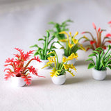 BARMI Mini Pot Plant|High Simulation Doll House Accessoriess|Dollhouse Artificial Flower Decor for Landscape,Perfect DIY Dollhouse Toy Gift Set Green02 B
