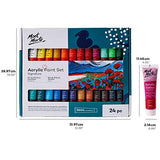 Mont Marte Acrylic Paint Set 24 Colours 36ml, Perfect for Canvas, Wood, Fabric, Leather, Cardboard, Paper, MDF and Crafts
