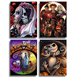 NEWSTARARTS Halloween Diamond Painting Kits Adults and Kids, Diamond Art DIY 5D Round Full Drill Enough Tools Perfect Relaxation and Home Wall Decor(4 Pack, 12x16 inch) DP202208HALLOWEEN