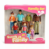 Beverly Hills Doll Collection Sweet Li'l Family Dollhouse People Set of 9 Action Figure Set - Grandpa, Grandma, Mom, Dad, Sister, Brother, Toddler, Twin Boy & Girl