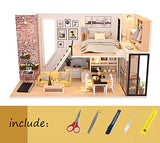 Flever Dollhouse Miniature DIY House Kit Creative Room with Furniture for Romantic Valentine's Gift-Give You Happiness
