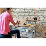 Safco Split-Level Drafting Table Height Adjustable Sit-to-Stand, 29.5" to 37.5", Medium Oak