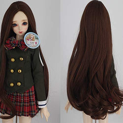 1/3 with 9-10 Inch BJD Doll Wig High Temperature Synthetic Fiber Long Straight Dark Khaki Hair Wig BJD Doll Wigs for 1/3 1/4 1/6 BJD SD Doll (724-12B)