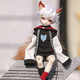 DOLLZONE Miyou, an Adorable bjd Doll with Clothes, Tail, Hair from dollzone Shop (White, fullset+Body Blushing)