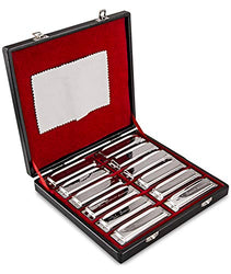 SWAN Harmonica Set 12 Keys 10 Hole 20 Tones Harmonica Blues Mini Harmonica for Adult, Professional Player,Beginner,Students,Kids with Case Bag (Silver 12 key (A B C D E F G Ab Bb Db Eb Gb))