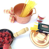 Dollhouse miniature Italian pasta and meatballs preparation table