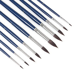 Artist Paint Brushes-Superior Sable Hair Artists Round Point Tip Paint Brush Set for Watercolor Acrylic Painting, Gouache,Tempera, Ink , Craft and Detail Painting