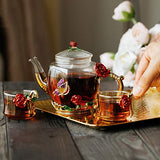 BTaT- Small Glass Tea Set, 2 Fancy Cups, Tea Pot Glass, Tea Kettle Set, Tea Pot, Glass Teapot, Tea Set for Adults, Glass Tea Kettle, Glass Tea Cup, Pretty Tea Cup, Teapot, Fancy Tea Cup, Fancy Tea Set