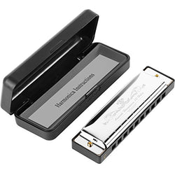 Anwenk Harmonica Key of C 10 Hole 20 Tone Diatonic Harmonica C with Case for Beginner,Students, Kids Gift