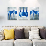 Family Bedroom Wall Decor Canvas Wall Art For Living Room Fashion Wall Decorations For Bathroom Abstract Paintings Kitchen Canvas Art Blue Flowers Hang Pictures Artwork Modern Home Decoration 3 Piece