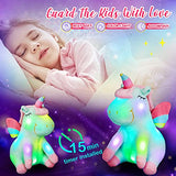 Athoinsu Light up Green Unicorn Soft Plush Toy LED Stuffed Animals with Colorful Night Lights Glowing Birthday Valentine's Day for Toddler Girls Women, 12''