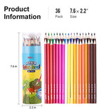 Deli 36 Pack Colored Pencils with Built-in Sharpener in Tube Cap, Vibrant Color Presharpened Pencils for School Kids Teachers, Soft Core Art Drawing Pencils for Coloring, Sketching, and Painting