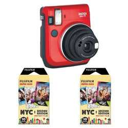 Fujifilm instax Mini 70 Instant Film Camera, Passion Red - with 2 Pack Instax Mini NYC Second