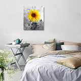 Texture Canvas Print Sunflower Wall Art - Bump Simulation Hand-Painted Yellow Flowers Painting for Bedroom Bathroom Living Room Wall Decor 12 x 16inch x 1 panel