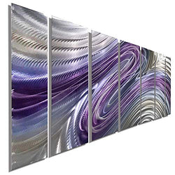 Statements2000 Abstract Large Metal Wall Hanging Panels Painting Sculpture Art by Jon Allen, Silver/Purple/Blue, 68" x 24" - Wild Imagination