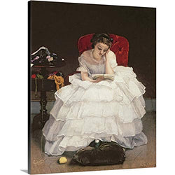 GREATBIGCANVAS Gallery-Wrapped Canvas Entitled Girl Reading by Alfred Emile Stevens 38"x48"