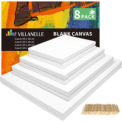 Blank Canvas Boards for Painting, 8 Set Artist Blank Canvas Frame Board, 100% Cotton Stretcher Academy Acrylic Oil Water Painting, for Acrylic Painting, Pouring, Oil Paint & Wet Art Media (4 Sizes)