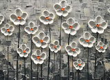 Diathou Contemporary Art Oil Painting,100% Hand Painted White Flower Oil Painting, Abstract Flower Wall Art,20x50 Home Wall Decor Oil Painting.