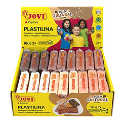 Jovi Plastilina Reusable and Non-Drying Modeling Clay; Multicultural Colors, 1.75 Oz. Bars, Set of 18, 3 Each of 6 Colors, Perfect for Arts and Crafts Projects