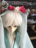 BJD Doll Wig 9-10inch(21-24cm): 1/3 BJD SD, Fur Wig Dollfie / White Extra Long Straight Hair