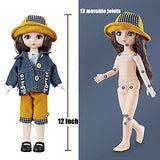 QIANHUI BJD Dolls 1/6, 12 Inch DIY Toys 13 Movable Joints Doll with Clothes Shoes Wig Best Gift for Girls (Aries)