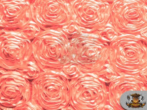 Rosette Satin Fabric CORAL / 54" Wide / Sold by the yard