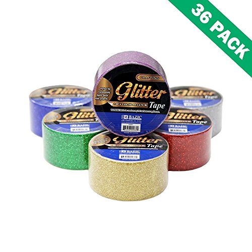 Tape Glitter, Adhesive Blue Glitter Tape Red Green Silver Purple Gold -Set of 36