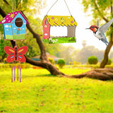 7 Pack DIY Bird House Kit, Wind Chime Kits Painting Puzzle DIY Wooden Assembly, Art Craft Wood Toy for Kids to Build and Paint Birdhouse, Wooden Craft Art for Girl Boy(4 Bird House & 3 Wind Chime)