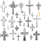 BronaGrand 25 Pieces Mixed Crosses Charms Pendants Jewelry Findings for Making Bracelet and