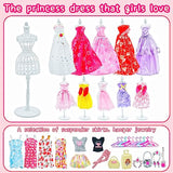 102 Pcs Doll Clothes and Accessories, Fashion Design Kit for Doll with 11.5 Inch Closet Including Wedding Gown Party Dresses Slip Dresses Bikini Swimsuit Top&Pant Shoes, Gift for Girl Age 5 6 7 8 9 10