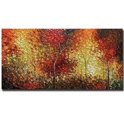 Tiancheng Art, 24 X 48 Inch Modern Abstract Tree Art Wooden Frame Canvas Acrylic Oil Painting Hand-Painted Living Room Bedroom Décor Home Wall Decoration Ready to Hang