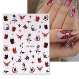 JMEOWIO 12 Sheets Butterfly Nail Art Stickers Decals Self-Adhesive Pegatinas Uñas Moon Star Nail Supplies Nail Art Design Decoration Accessories