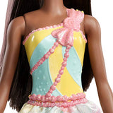 Barbie Dreamtopia Princess Doll, Approx 12-Inch Brunette with Pink Hairstreak Wearing Colorful Candy-Inspired Outfit and Tiara, for 3 to 7 Year Olds