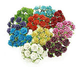 NAVA CHIANGMAI 100 pcs Mini Rose Mixed Color 10 mm Artificial Mulberry Paper Flower Scrapbooking Wedding Doll House Supplies Card