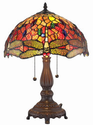 Amora Lighting AM1035TL14 Tiffany Style Dragonfly Table Lamp 2 lights, 14"W