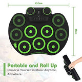YISSVIC Electronic Drum Set Electric Drum Set 9 Drum Pads Rechargeable Battery Roll Up Drum Portable with Headphone Jack Built-in Speaker