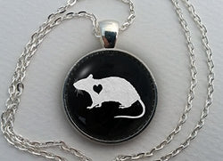 Custom Rat Necklace, Glass Dome Pendant, Cute Pet Lover Gift, Round Art Cabochon Charm Jewelry, Pet